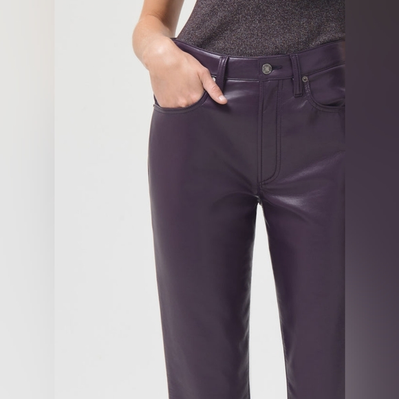 NWOT AGOLDE Recycled Leather Relaxed Boot Cut in Night Shade Size 25 - Picture 8 of 14